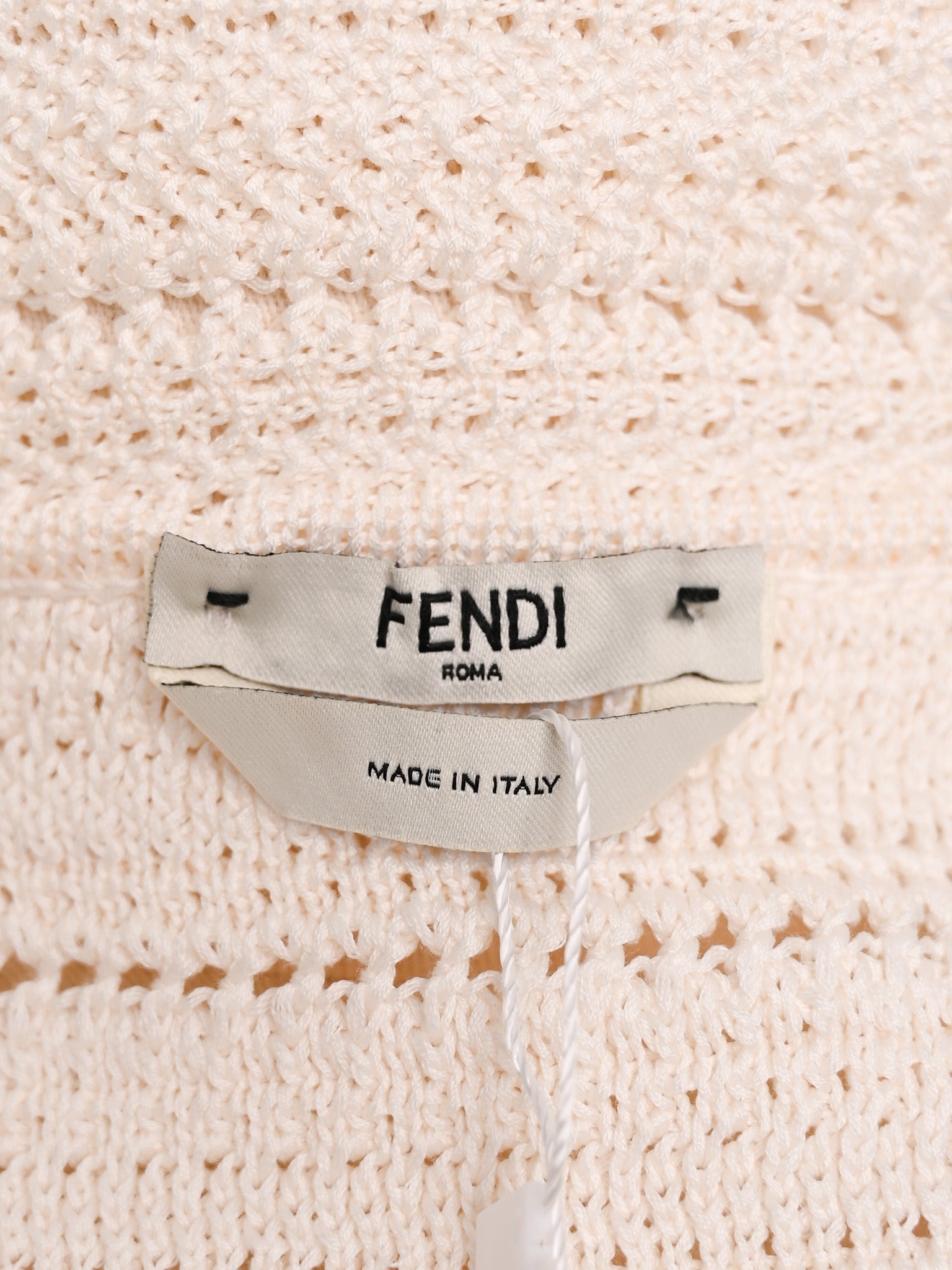 Fendi White Cotton Knitted Top Size M with Black Trim