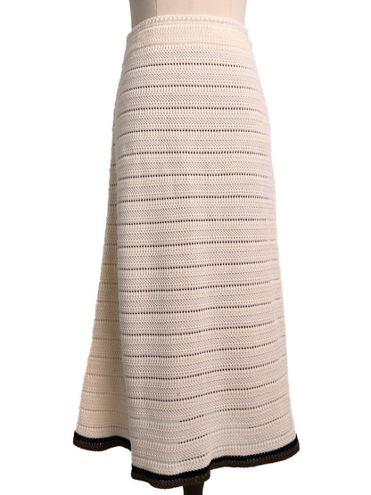NEW Fendi White Crocheted Skirt with Accents Size M