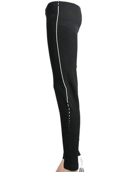 NEW Prada Black Stretch Leggings M with Red Detail and Stripe