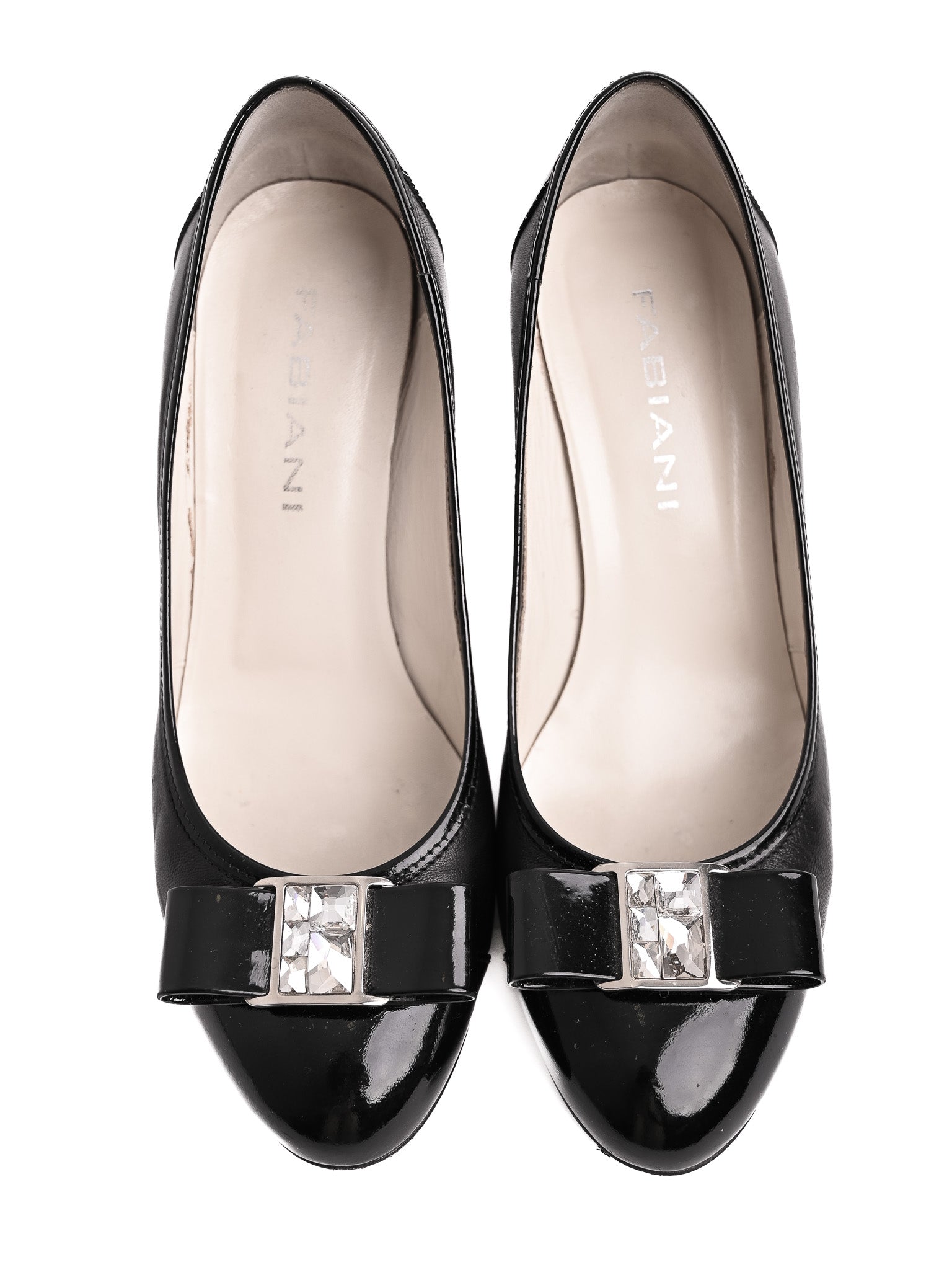 Excellent Giorgio Fabiani Black Leather High Heels Size 37 with Bow