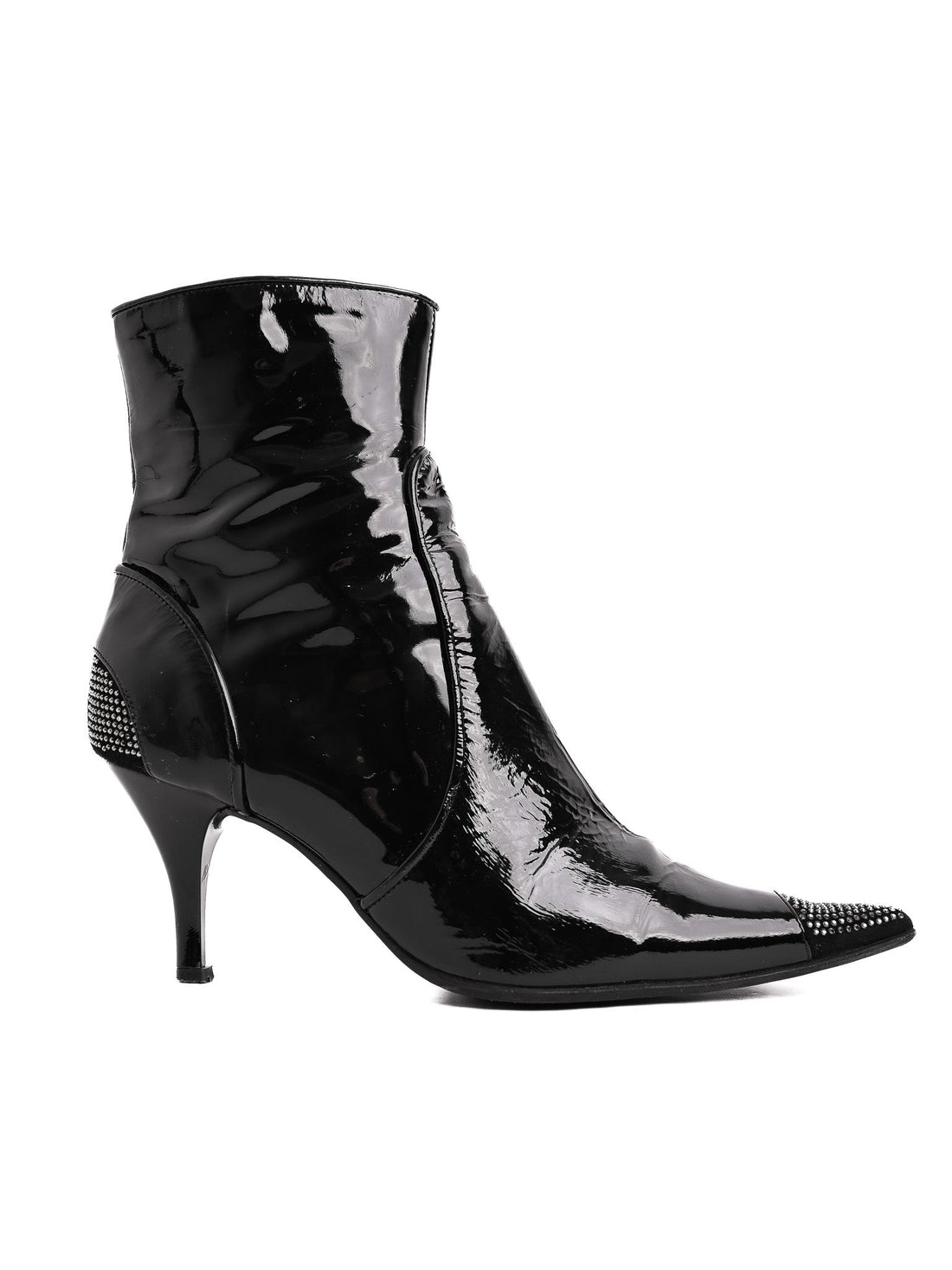 Good Loretta Pettinari Black Leather Ankle Boots Size 37