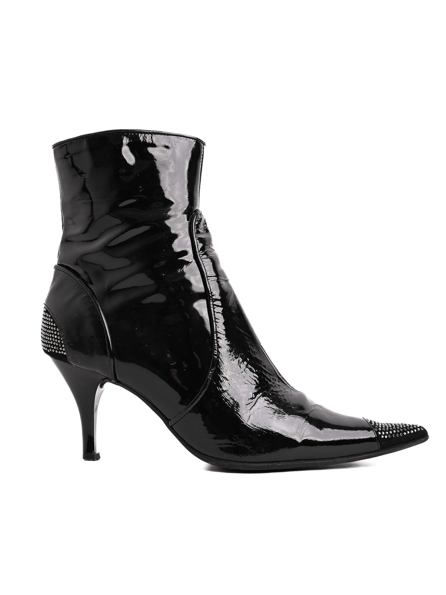 Good Loretta Pettinari Black Leather Ankle Boots Size 37