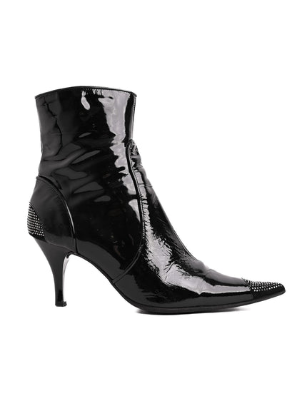 Good Loretta Pettinari Black Leather Ankle Boots Size 37