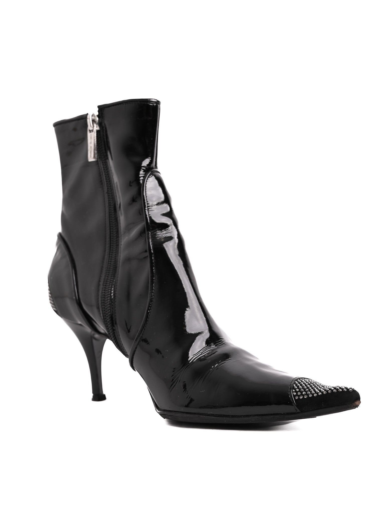 Good Loretta Pettinari Black Leather Ankle Boots Size 37