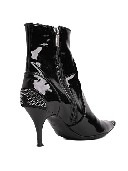 Good Loretta Pettinari Black Leather Ankle Boots Size 37