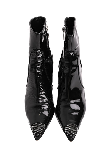 Good Loretta Pettinari Black Leather Ankle Boots Size 37