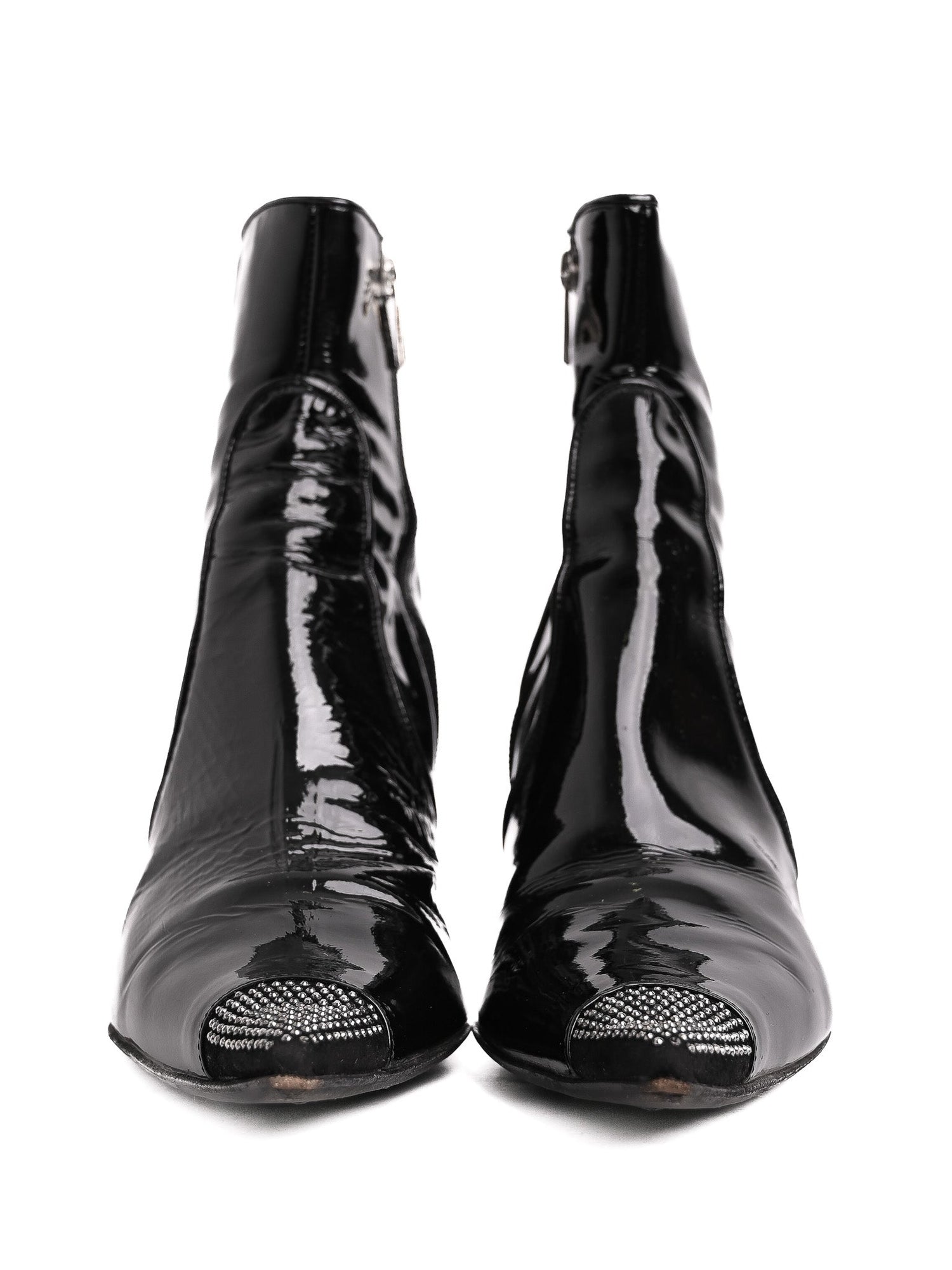 Good Loretta Pettinari Black Leather Ankle Boots Size 37