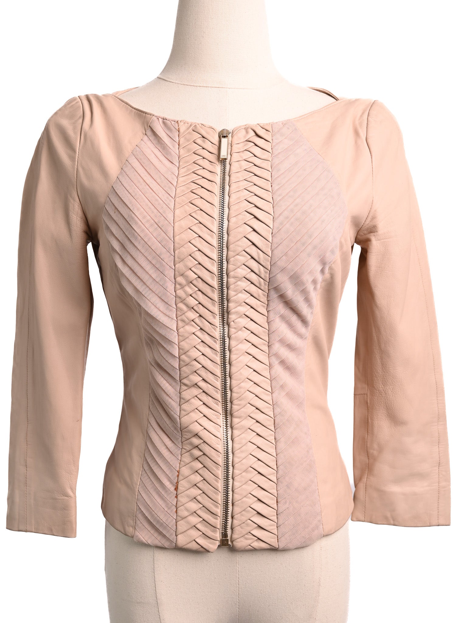 Excellent Elisabetta Franchi Pink Leather Jacket Size XS
