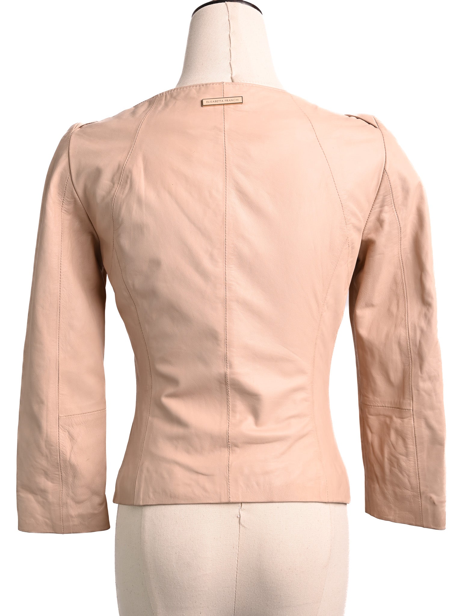 Excellent Elisabetta Franchi Pink Leather Jacket Size XS