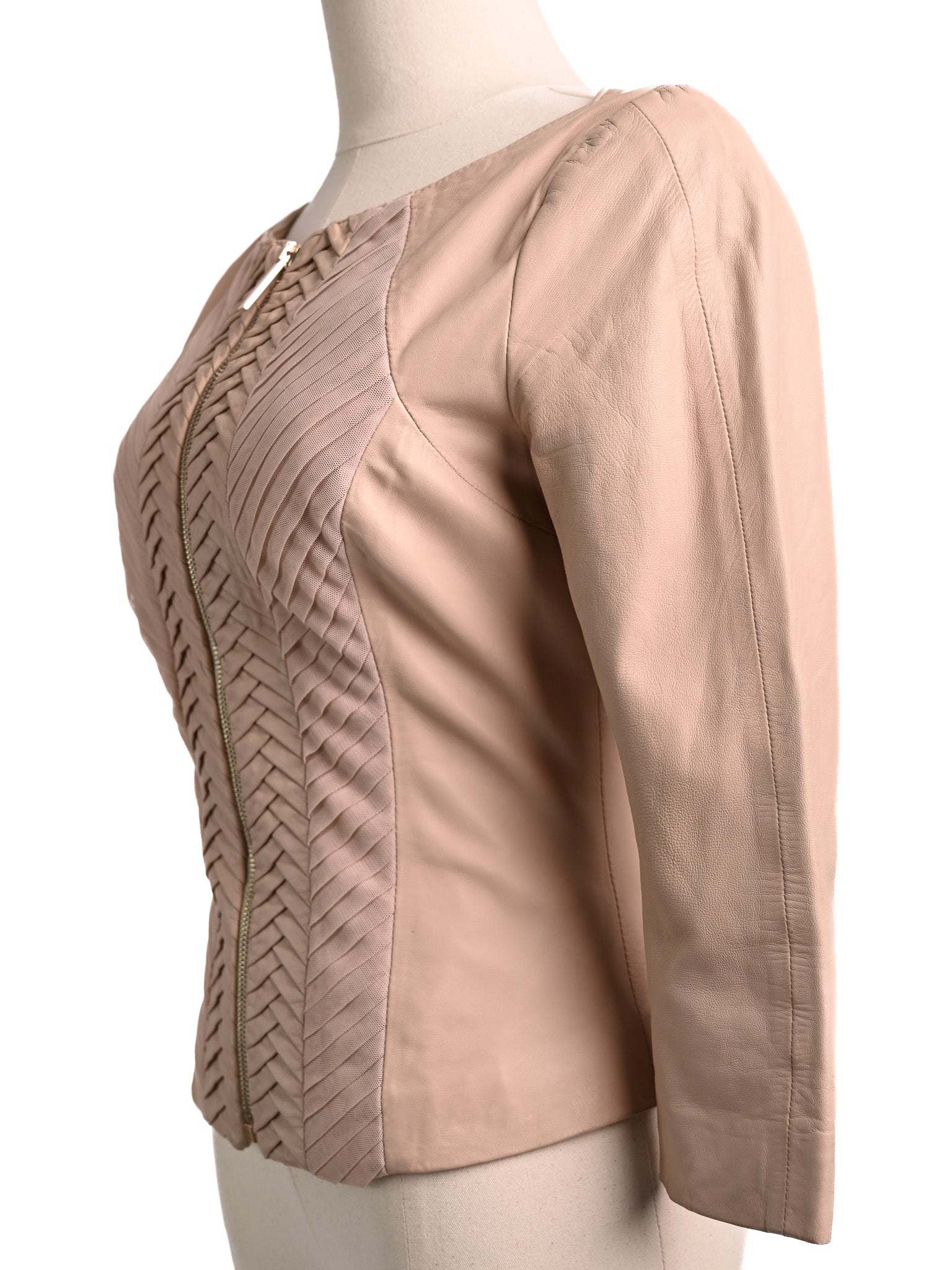 Excellent Elisabetta Franchi Pink Leather Jacket Size XS
