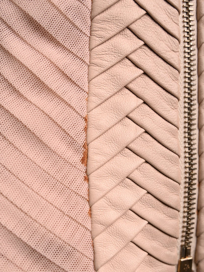 Excellent Elisabetta Franchi Pink Leather Jacket Size XS