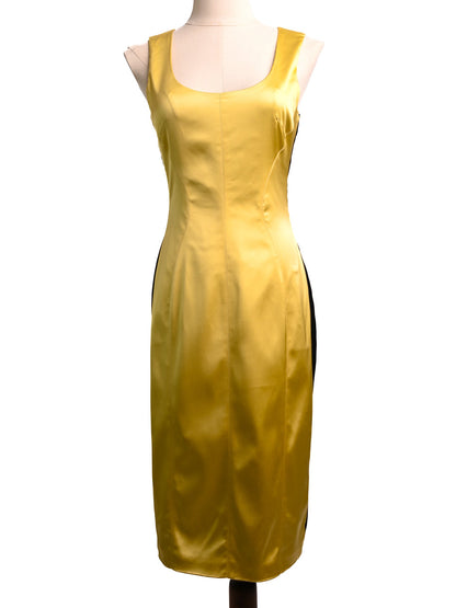 Excellent Dolce Gabbana Yellow Sleeveless Dress Size S Nylon