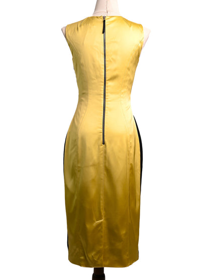 Excellent Dolce Gabbana Yellow Sleeveless Dress Size S Nylon