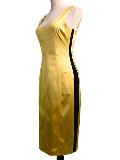 Excellent Dolce Gabbana Yellow Sleeveless Dress Size S Nylon