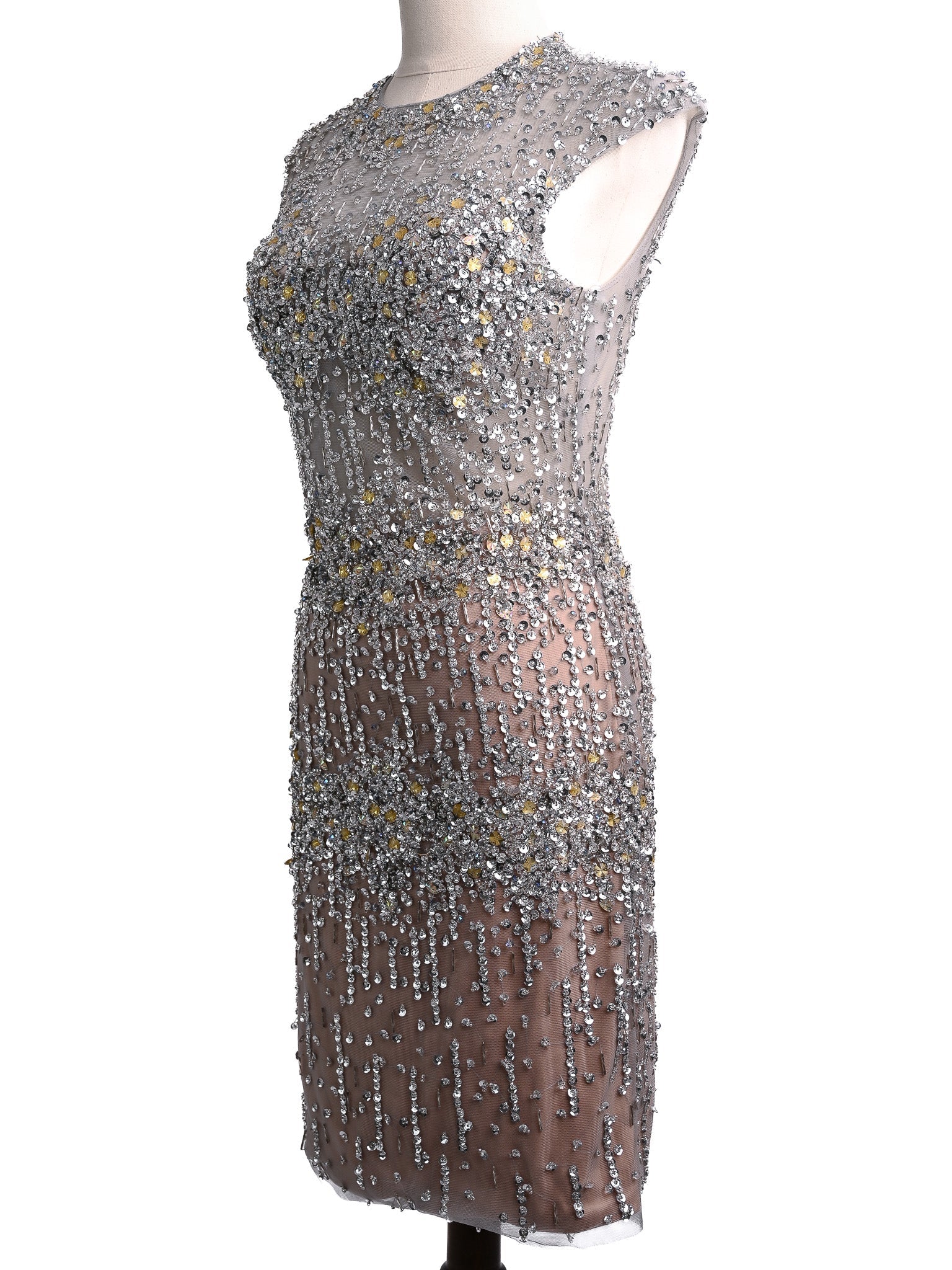 Excellent Terani Couture Combined Sleeveless Dress with Sequins