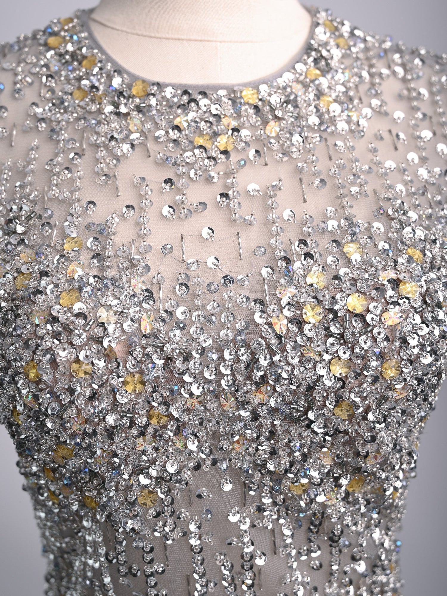 Excellent Terani Couture Combined Sleeveless Dress with Sequins
