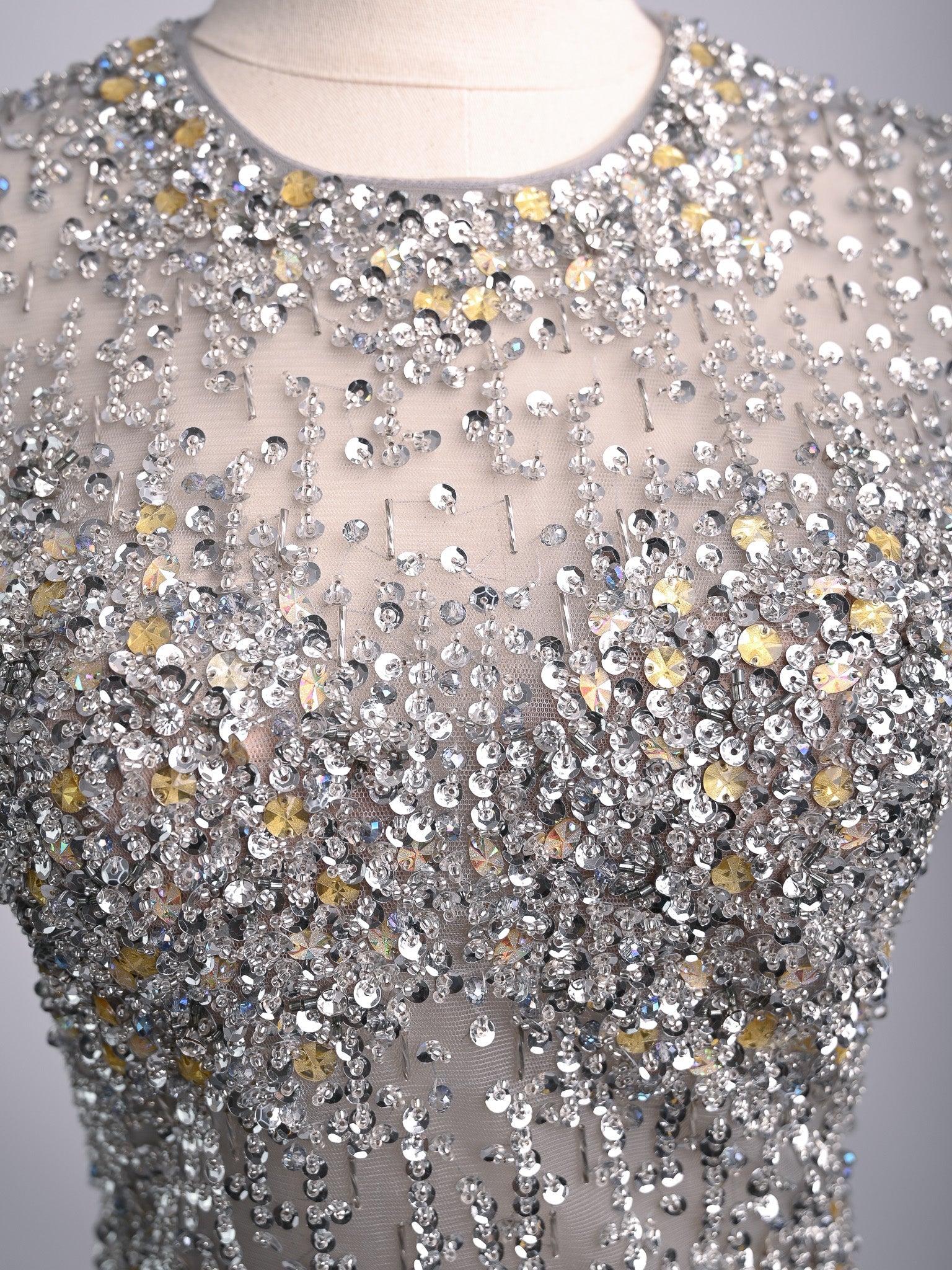 Excellent Terani Couture Combined Sleeveless Dress with Sequins
