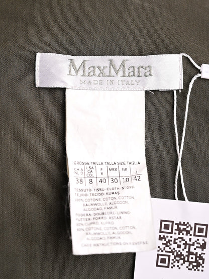 Excellent Max Mara Green Wrap Jacket Coat Size M Cotton Natural