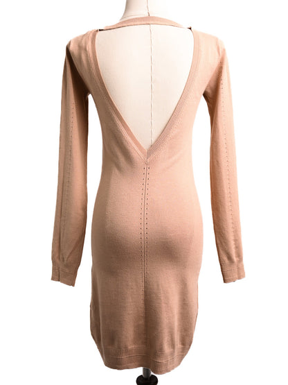 Good Elisabetta Franchi White Long-Sleeve Knitted Dress Size S