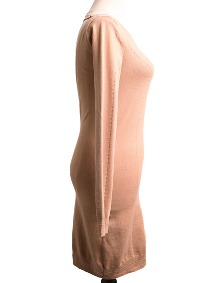 Good Elisabetta Franchi White Long-Sleeve Knitted Dress Size S