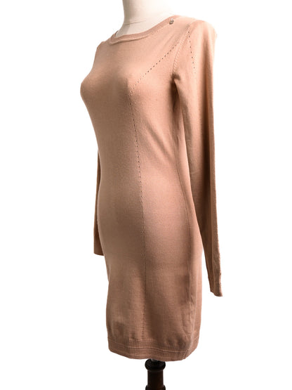 Good Elisabetta Franchi White Long-Sleeve Knitted Dress Size S