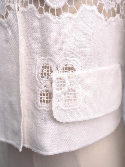 Good Dolce Gabbana White Cotton Lace Jacket Size XS