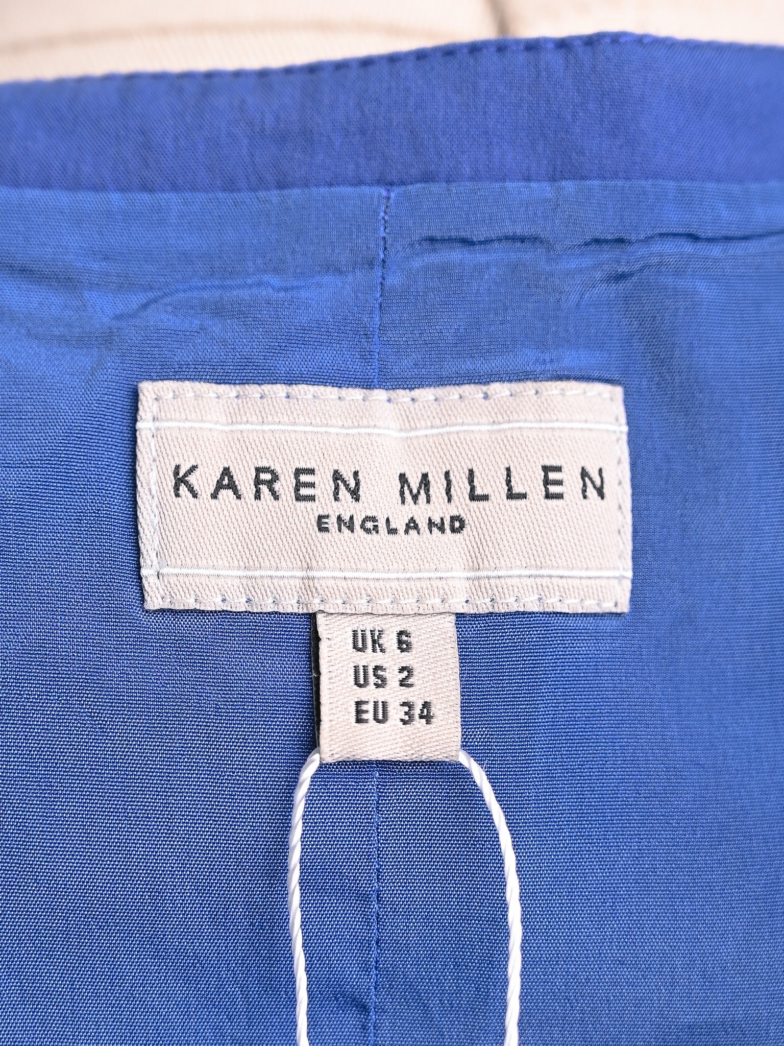 Karen Millen Blue Geometric Print Dress XXS Good Condition
