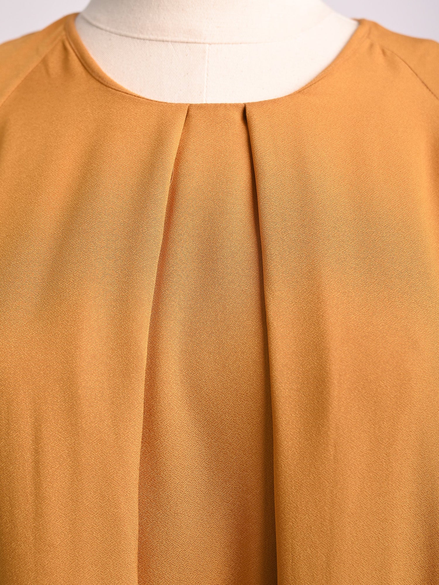 Excellent Cos Orange Viscose Dress Size M with Pleated Neckline