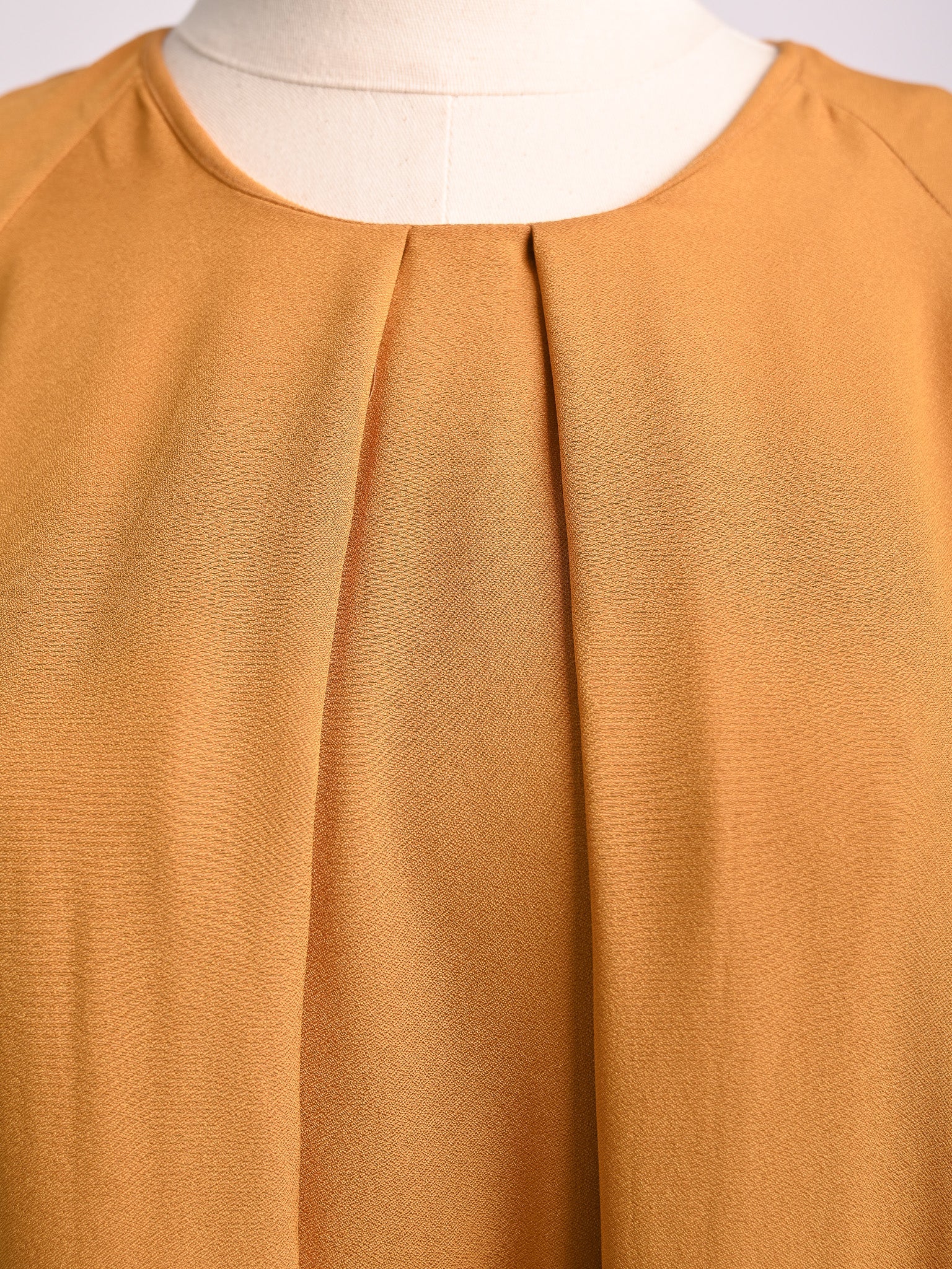 Excellent Cos Orange Viscose Dress Size M with Pleated Neckline