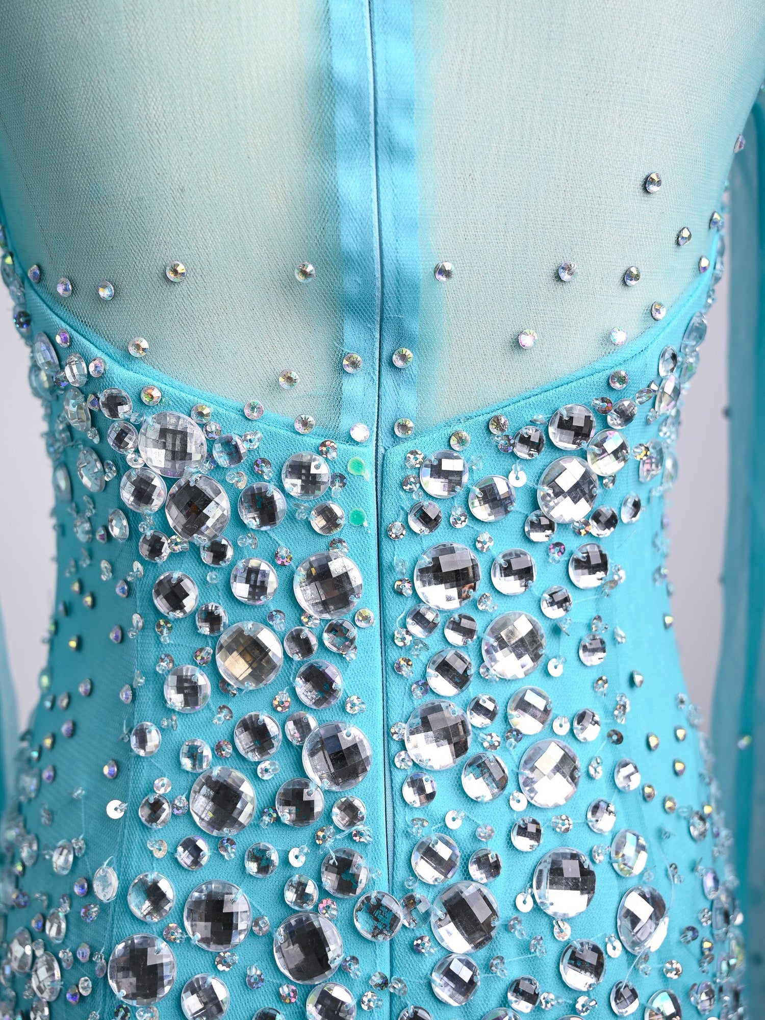 Excellent Sherri Hill Blue Silk Gown with Long Sleeves