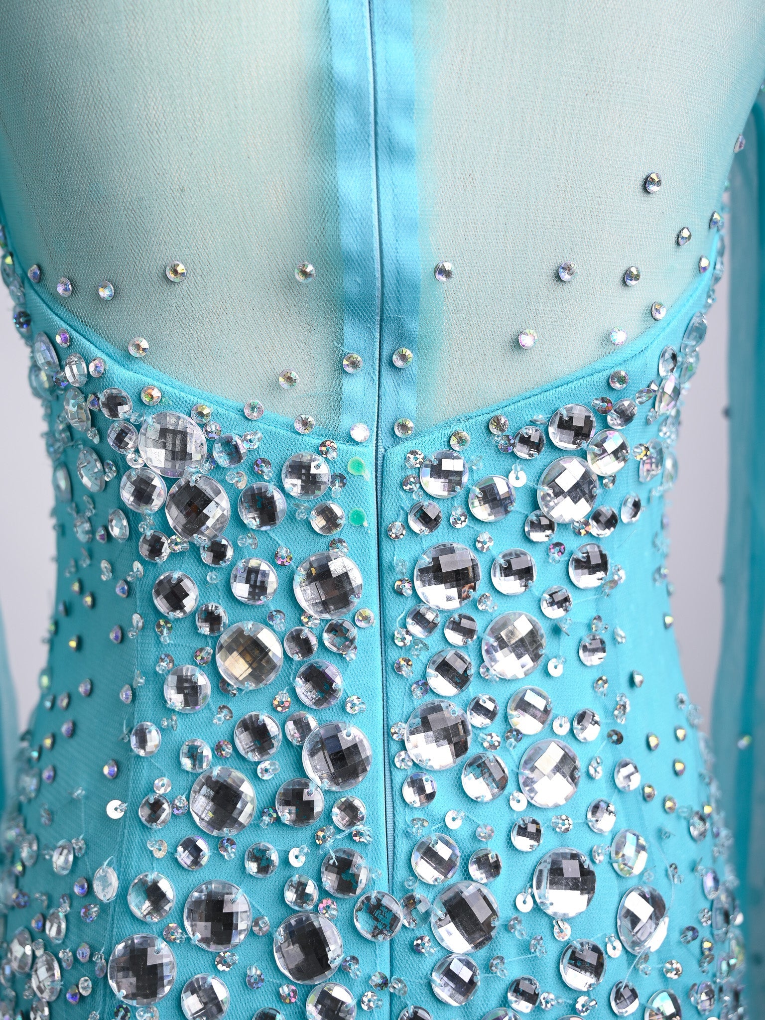 Excellent Sherri Hill Blue Silk Gown with Long Sleeves