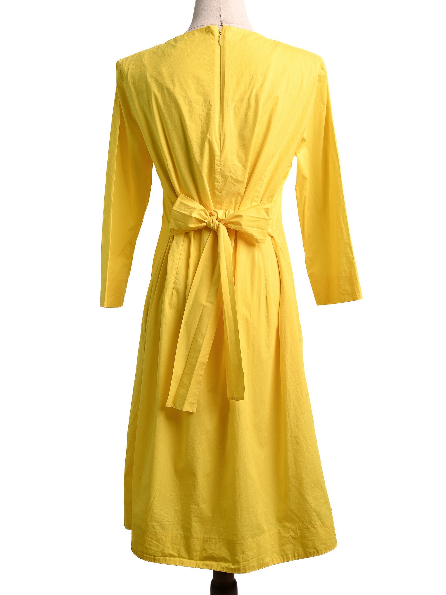 Excellent Cos Yellow Cotton Dress Size S with Waist Tie