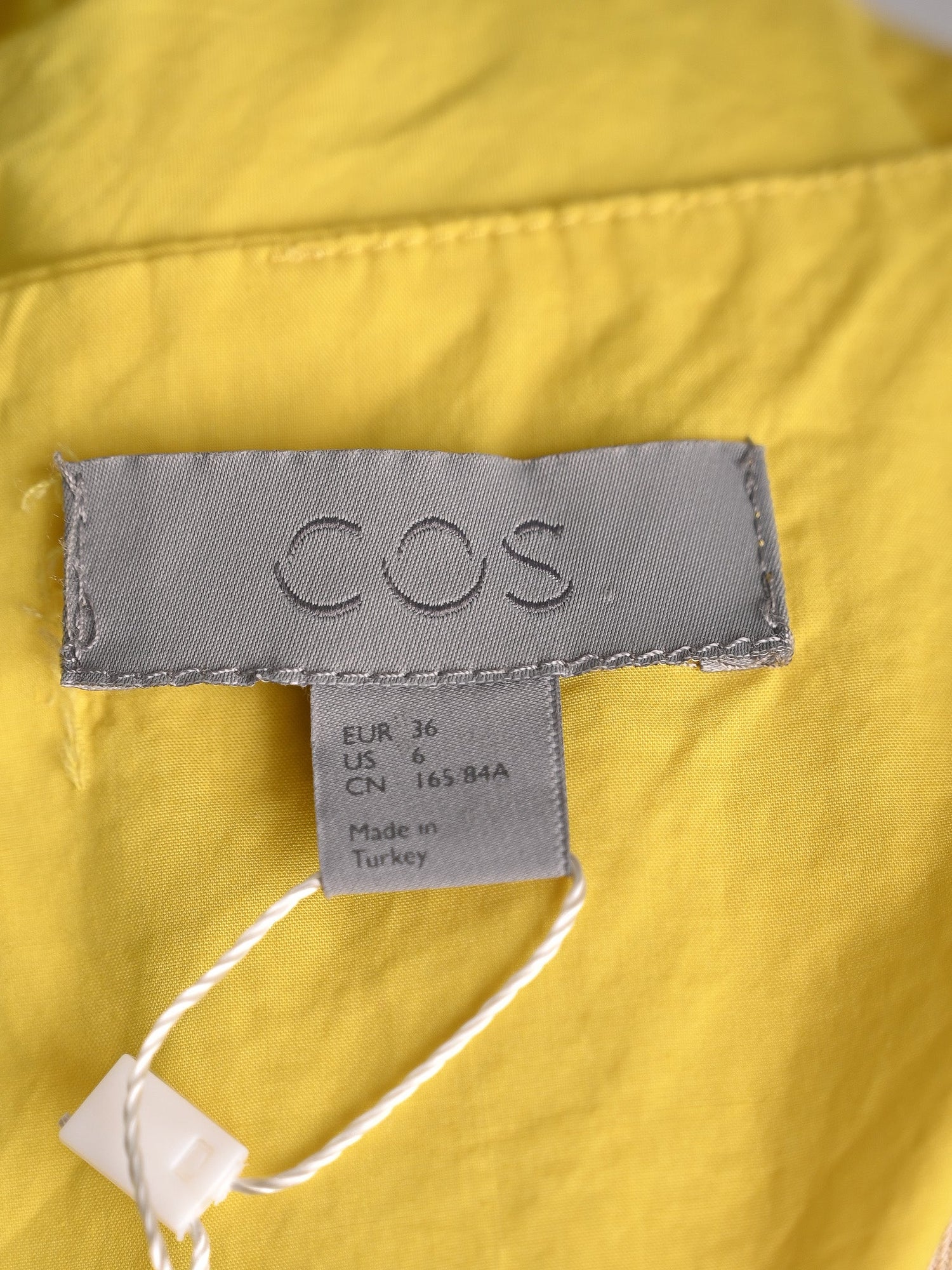 Excellent Cos Yellow Cotton Dress Size S with Waist Tie