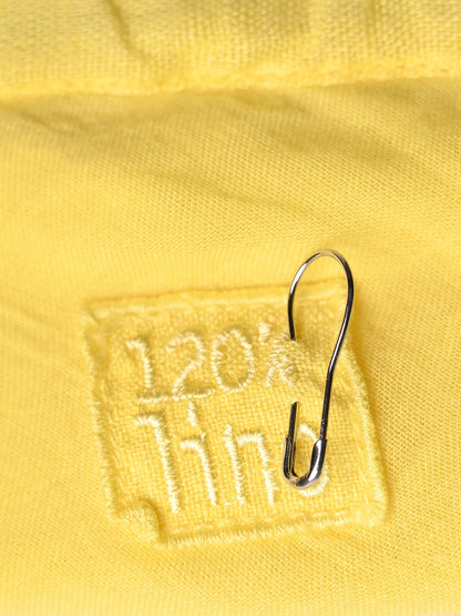 Good 120% Lino Yellow Linen Skirt with Elastic Waist Size S