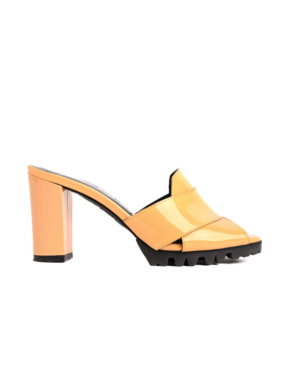 Good Giorgio Fabiani Yellow Leather High-Heeled Mule Sandal Size 35