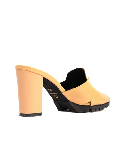 Good Giorgio Fabiani Yellow Leather High-Heeled Mule Sandal Size 35