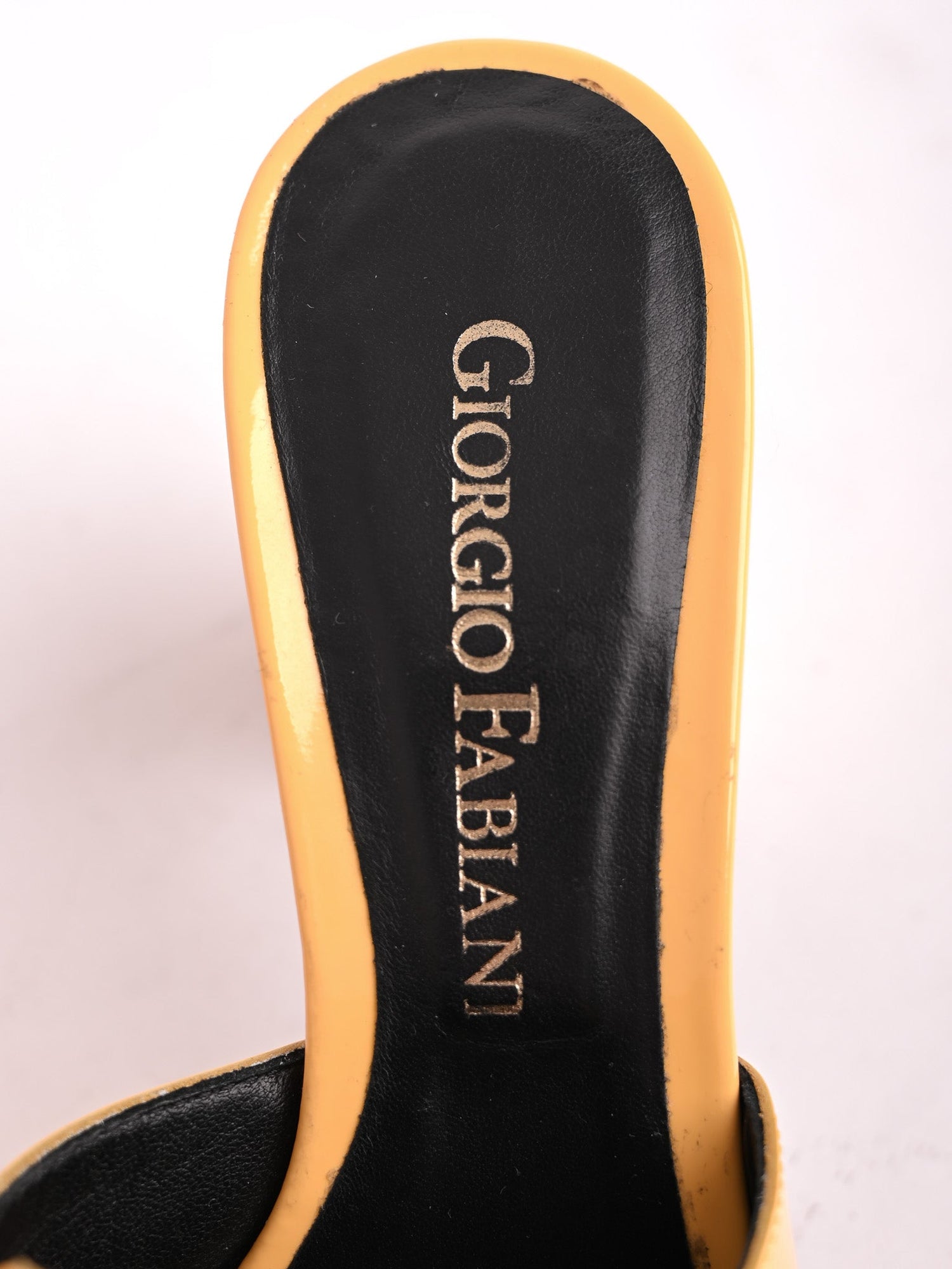 Good Giorgio Fabiani Yellow Leather High-Heeled Mule Sandal Size 35