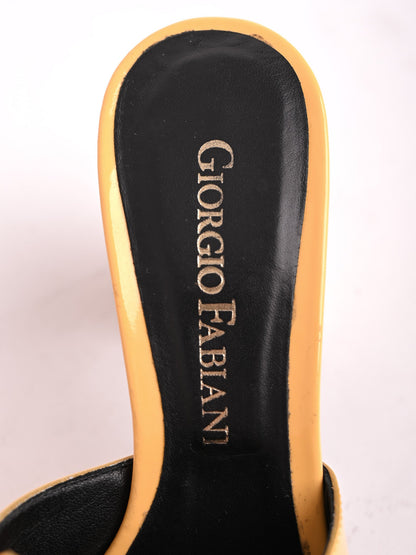 Good Giorgio Fabiani Yellow Leather High-Heeled Mule Sandal Size 35