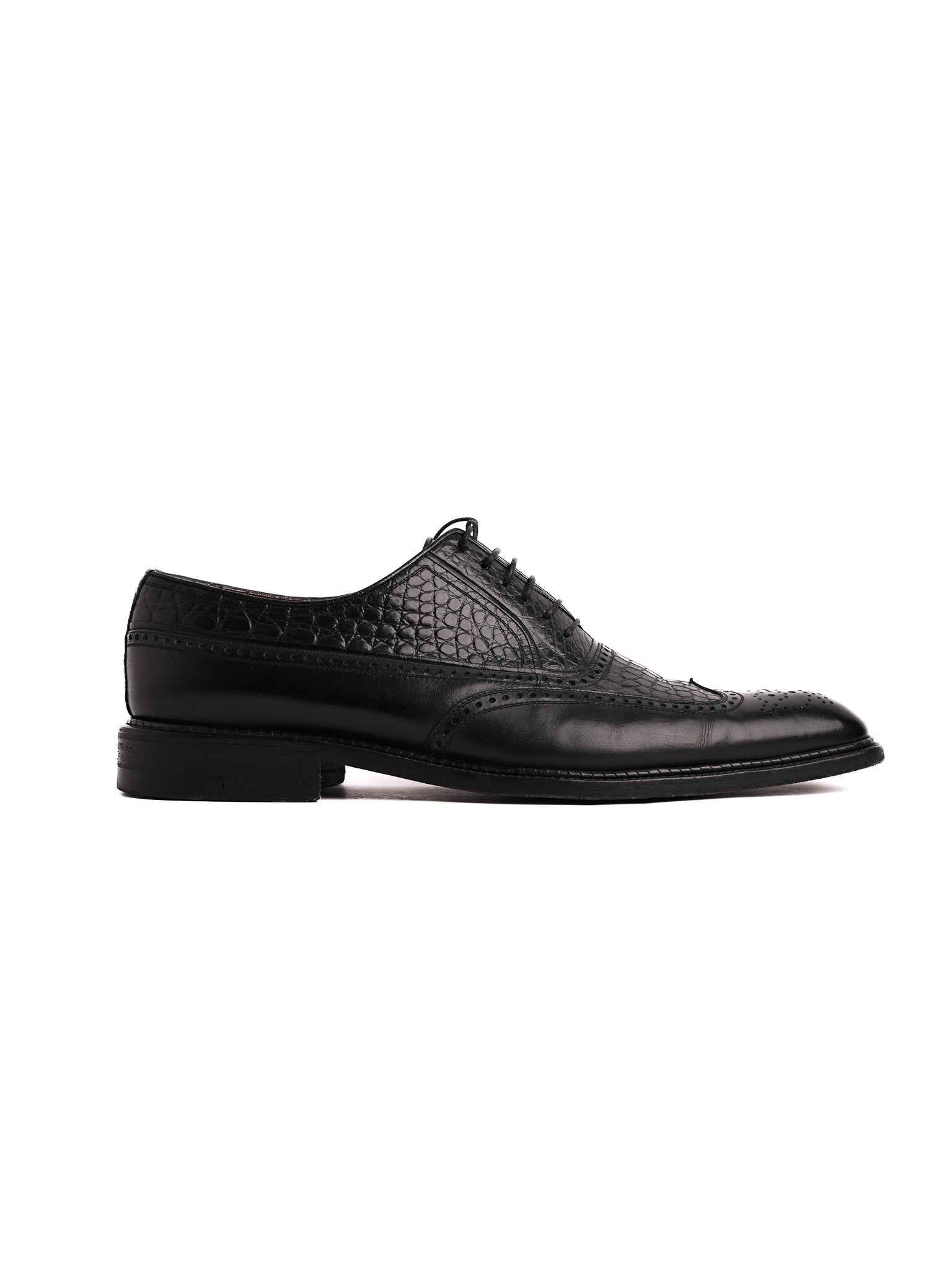 Good A.Testoni Black Leather Brogue Dress Shoes Size 42