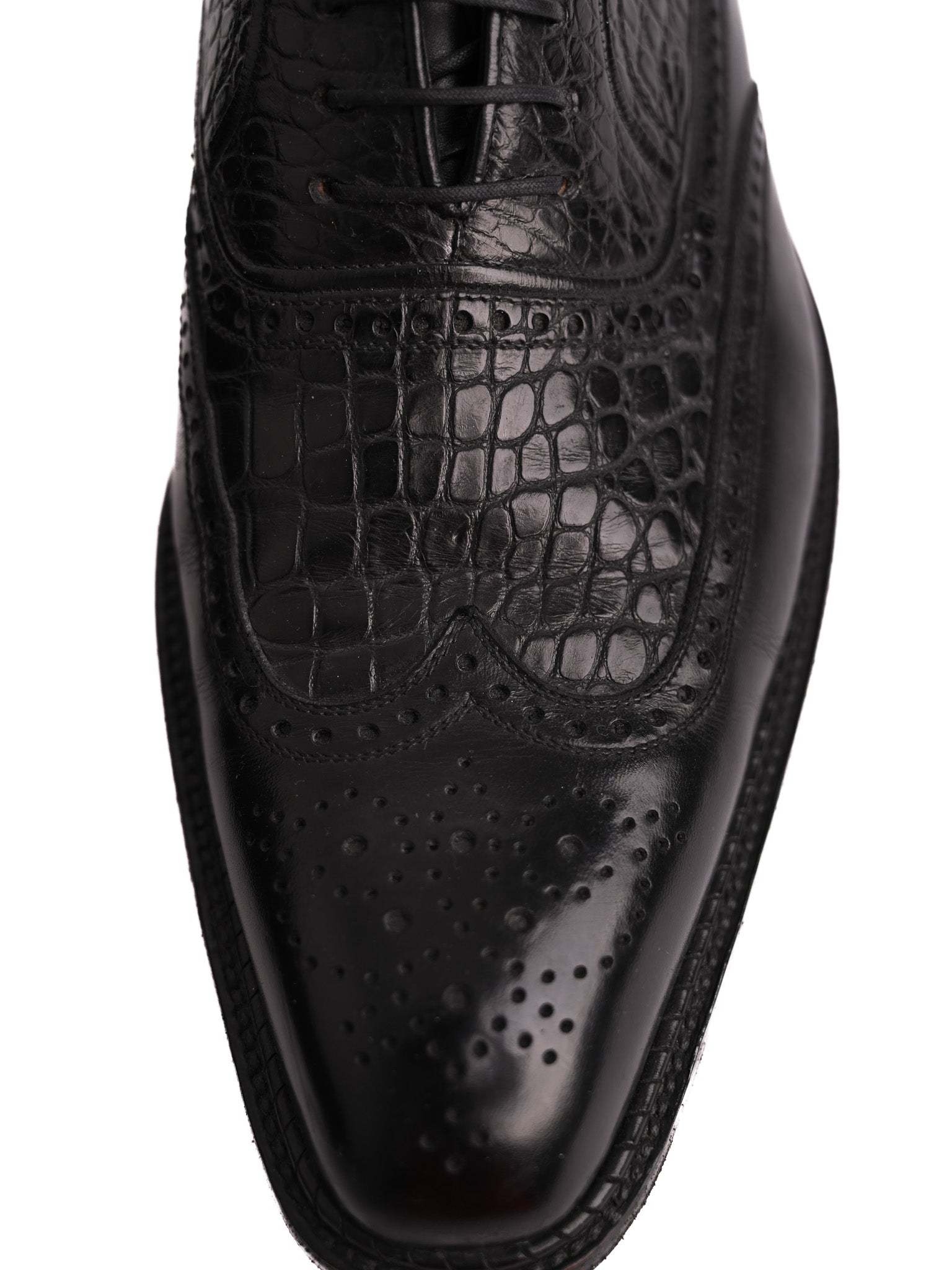 Good A.Testoni Black Leather Brogue Dress Shoes Size 42