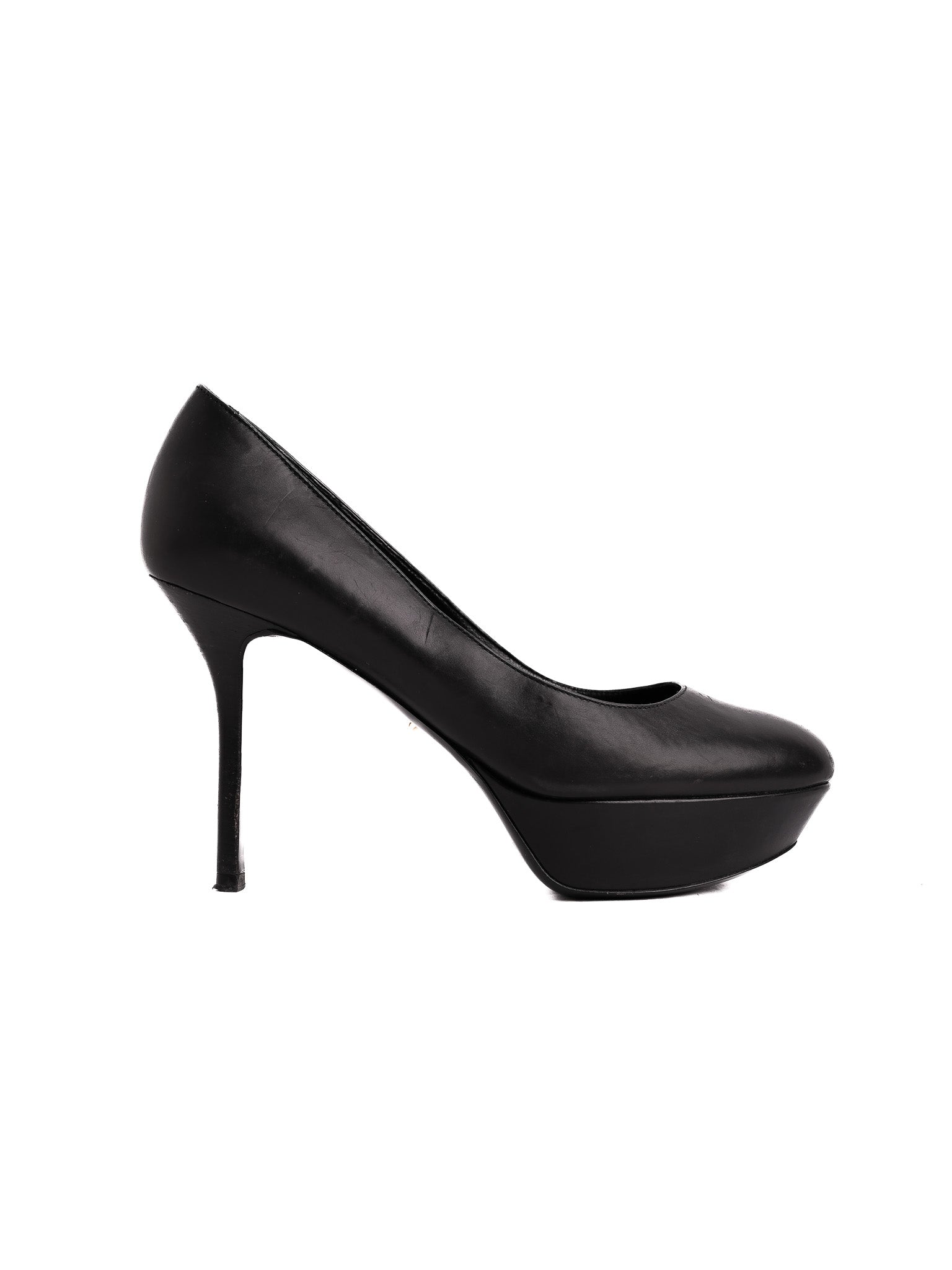 Average Condition Sergio Rossi Black Leather Platform Pumps Size 38