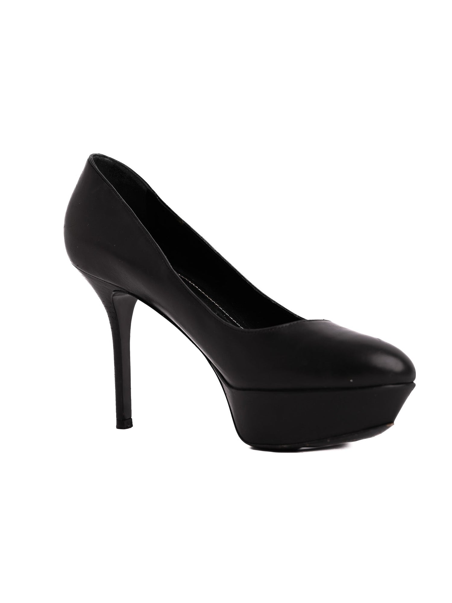 Average Condition Sergio Rossi Black Leather Platform Pumps Size 38