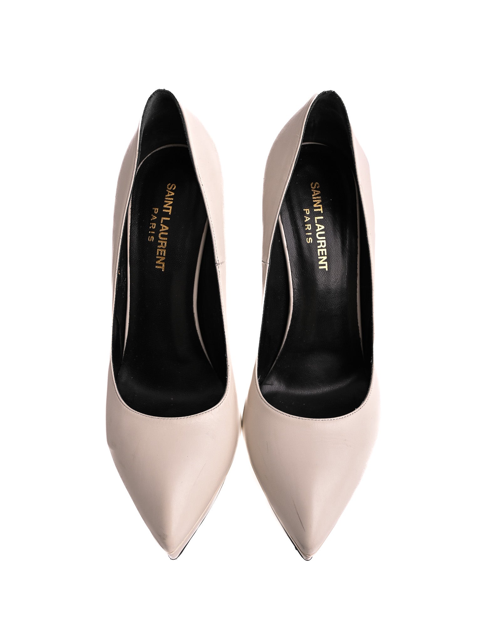 Average Saint Laurent White Leather High-Heeled Pumps Size 39.5