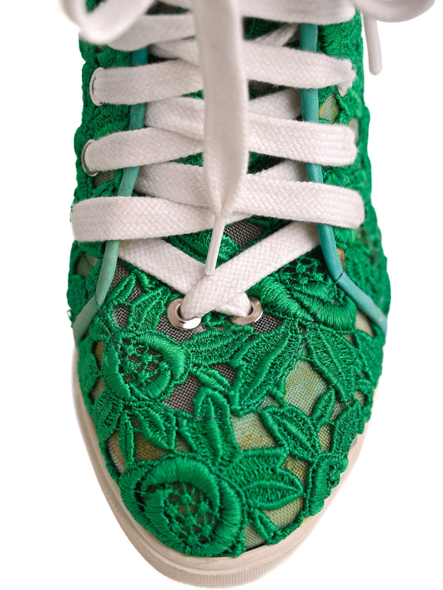 Average Judari Green Lace Wedge Sneakers Size 39 Textile