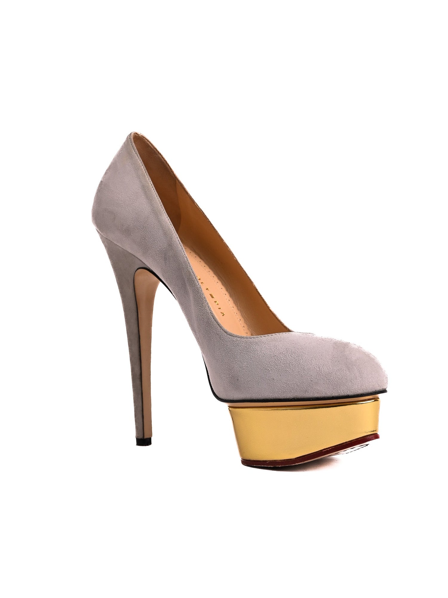 Good Charlotte Olympia Gray Leather High-Heeled Platform Shoes Size 39.5