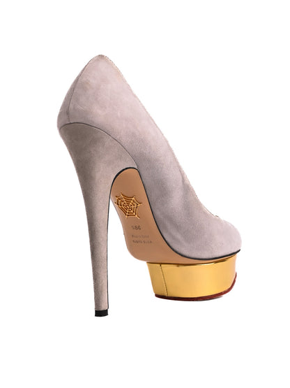 Good Charlotte Olympia Gray Leather High-Heeled Platform Shoes Size 39.5