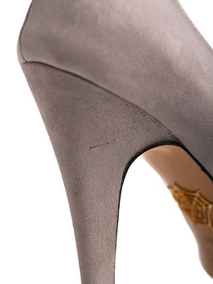 Good Charlotte Olympia Gray Leather High-Heeled Platform Shoes Size 39.5