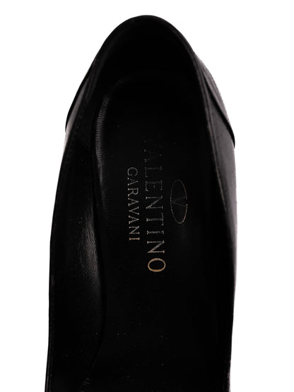 Good Valentino Black Leather High-Heeled Shoes Size 38