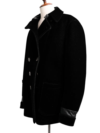 Excellent Giorgio Armani Black Velvet Double-Breasted Coat Size L
