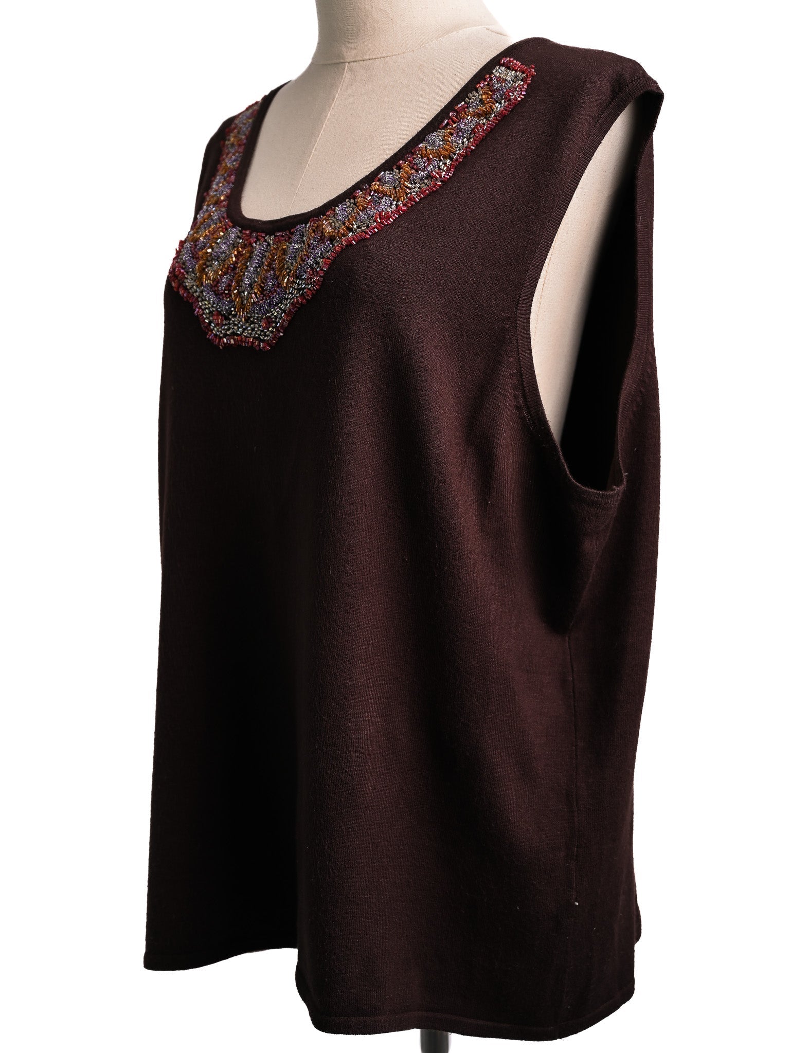 Good GF Ferre Orange Beaded Sleeveless Top Size XL for Women